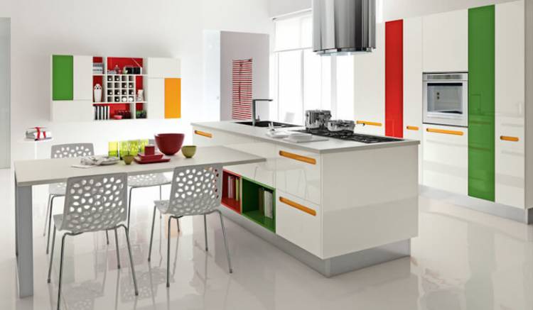 Кухня белого цвета и её цветовые решения в интерьер