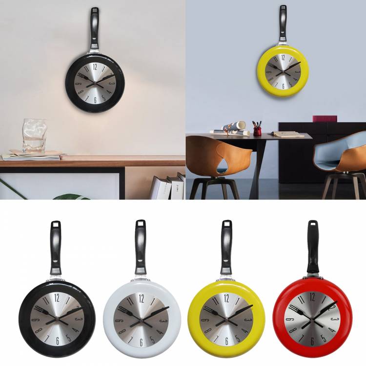 Симпатичные кухонные настенные часы, металлическая сковорода, Подвесные часы, часы, украшение для кухни