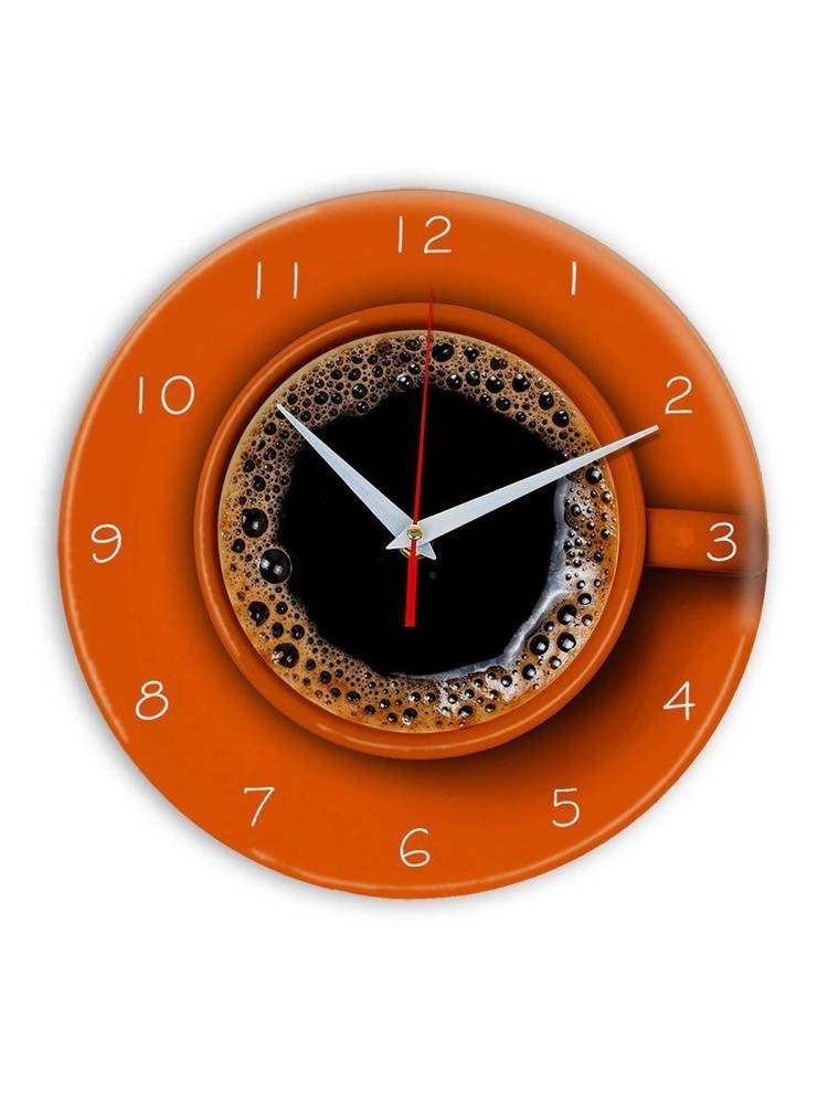 Часы кухонные настенные Идеал Оранжевая чашка кофе, круг