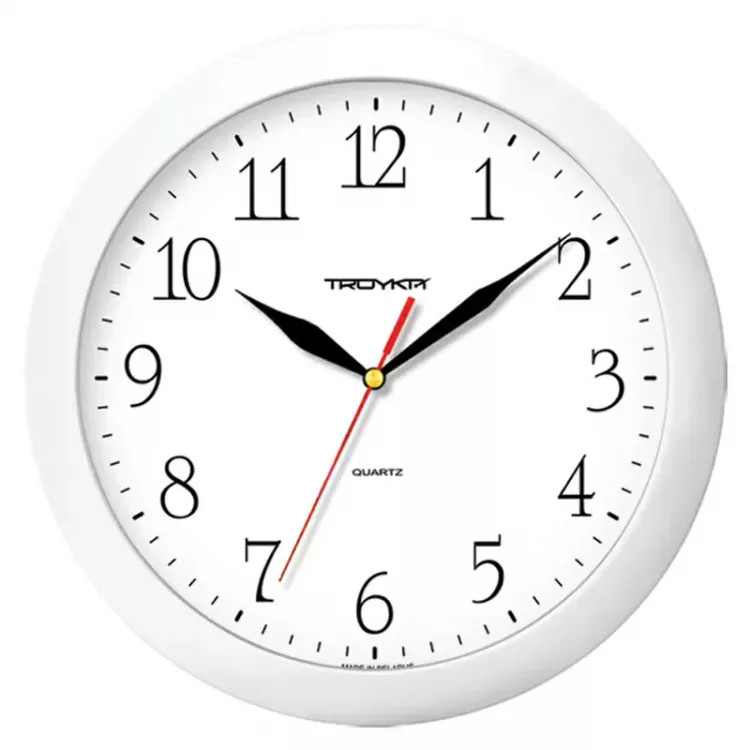 Часы настенные Troyka белые, d=