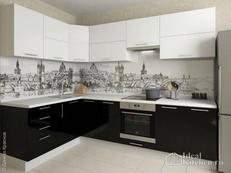 Кухня в черно-белом стиле: 89 фото дизайна интерьера