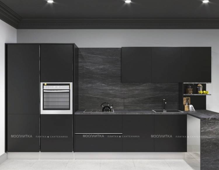 Дизайн Кухня в стиле Современный в черно-белом цвете