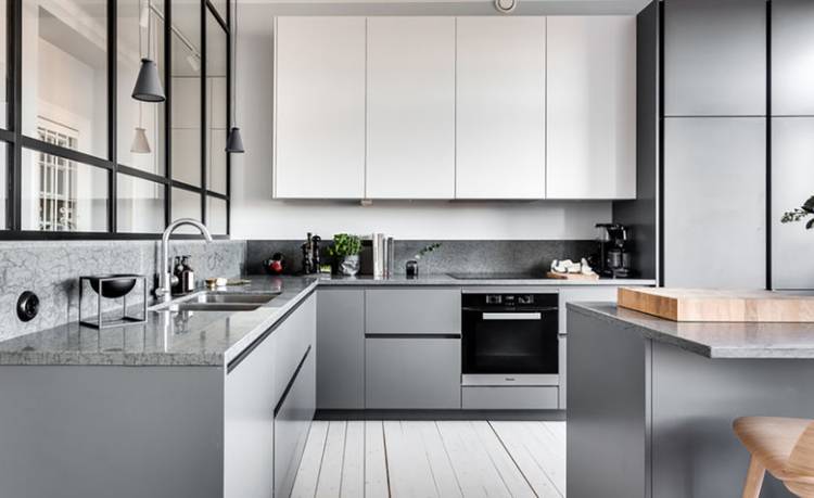 Серо белая кухня: 104+ идей стильного дизайна