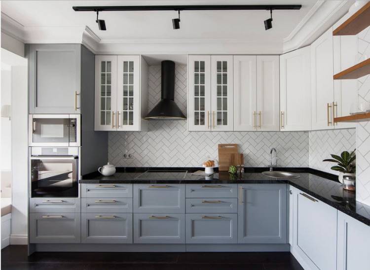 Серо белая кухня: 104+ идей стильного дизайна
