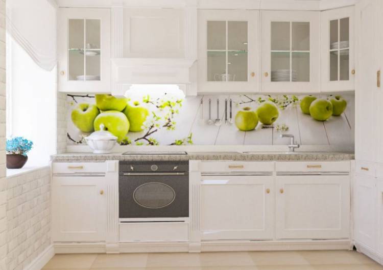 Кухонный фартук из МДФ Зеленое яблоко (арт