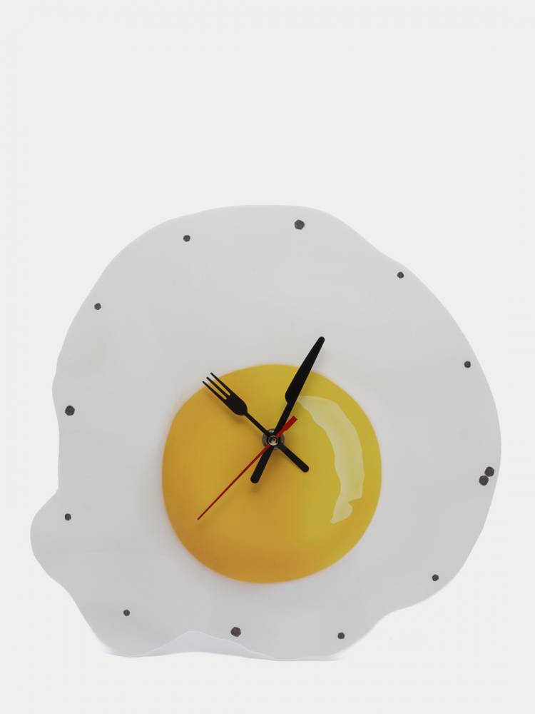Оригинальные настенные часы на кухню Яичница-глазунья