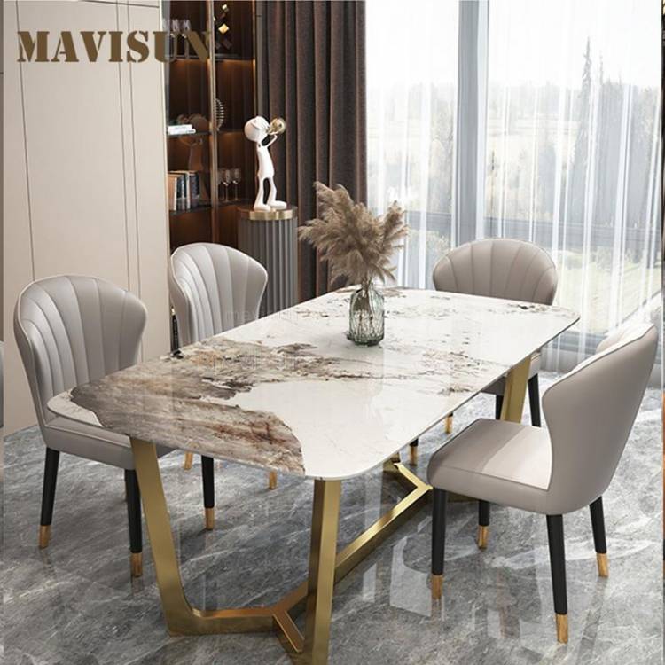 Обеденный стол с мраморным верхом, стулья для ресторана, большой семейный современный минималистичный кухонный стол для ужина, итальянская мебель