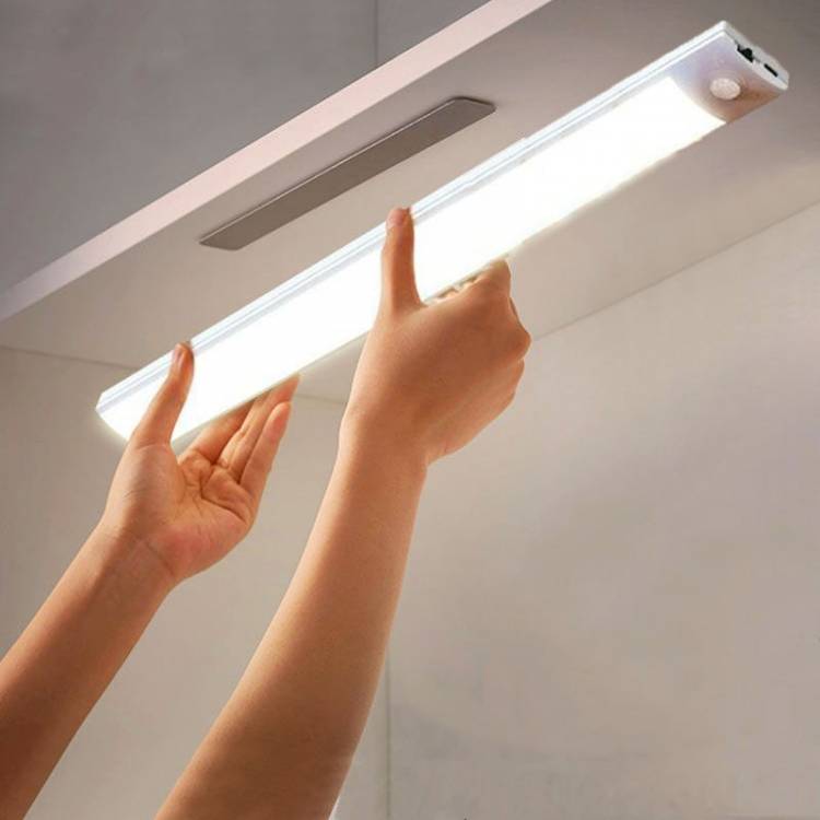 Ультратонкий Светодиодный светильник с зарядкой от USB, освещение под шкаф, светодиодный ночсветильник с пассивным ИК датчиком движения для кухни, гардероба, светодиодный инет