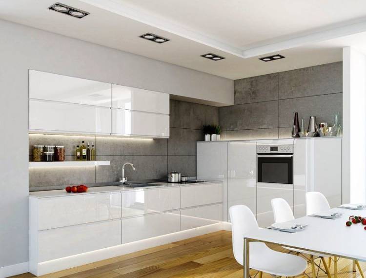 Белый сеперглянец лак и немножко бетона‍ #кухня #кухняподзаказ #кухняназаказ #кух�нямечты #м…