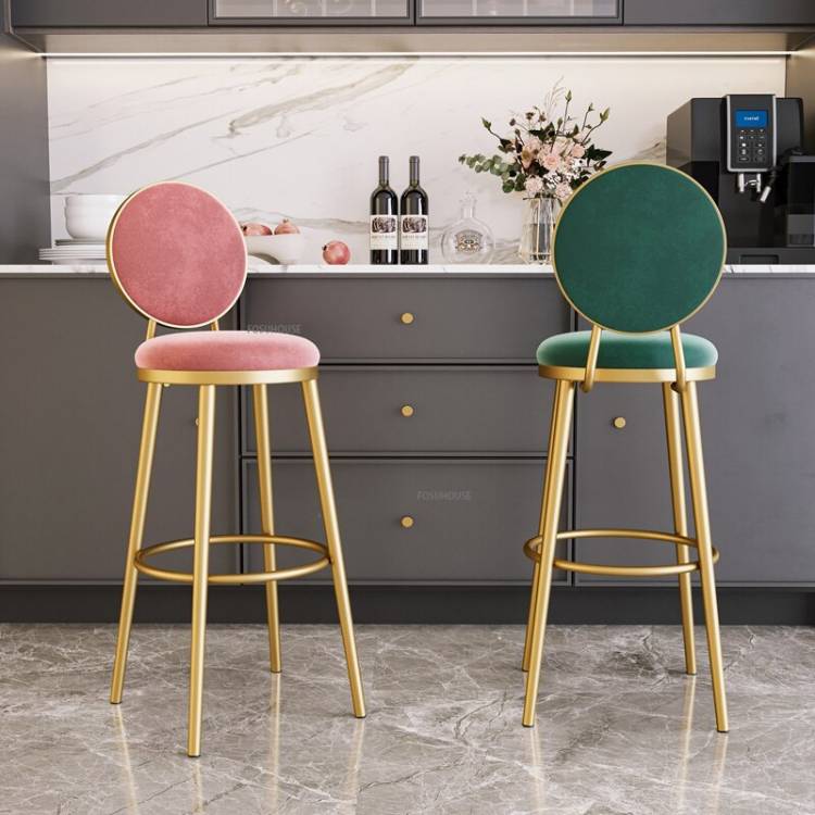 Легкие Роскошные барные стулья, Скандинавская мебель, золотые креативные металлические стулья, стул для дома, кухни, высокие ножки, барные стулья