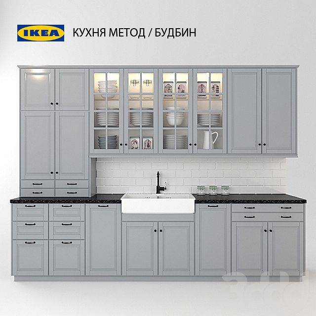 Кухонная мебель серого цвета или кухня IKEA Method в стиле Bodbyn