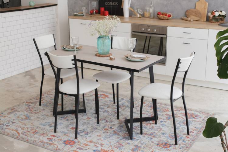 Комплект обеденный Берлин белый стол и стулья на кухню с керамической столешницей