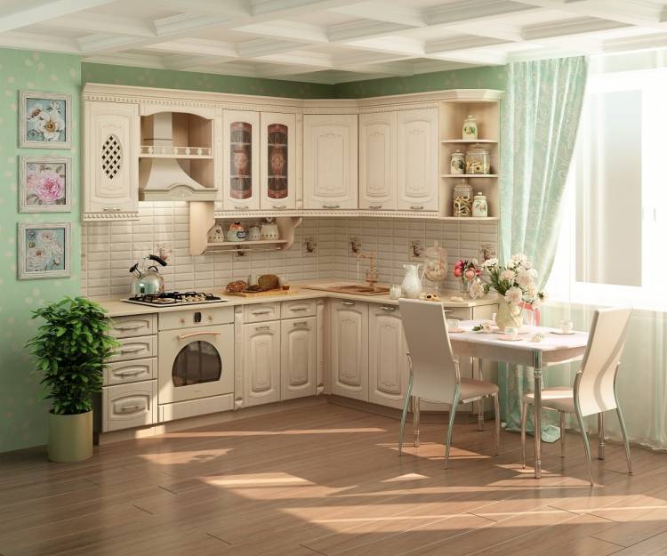 Сочетание цвета стен и кухонной мебели