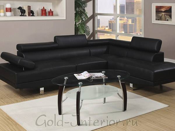 Чёрный диван в минималистичном и восточном интерьер