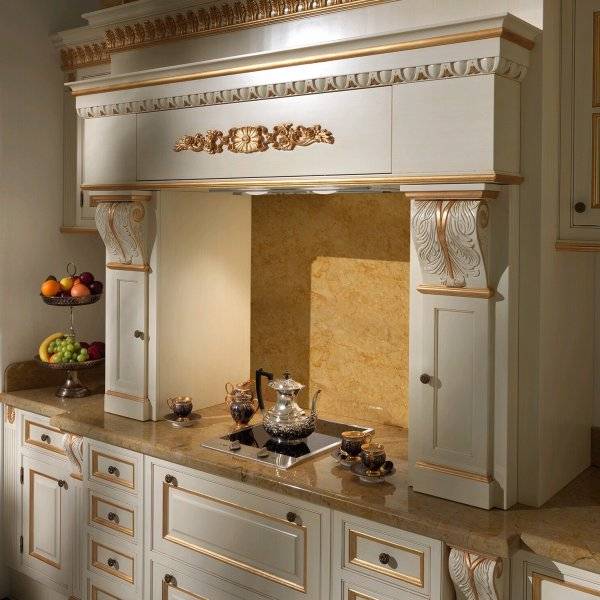 Кухня с очагом и островом, дизайн Francesco Molon IVORI элитная мебель на заказ в Москв