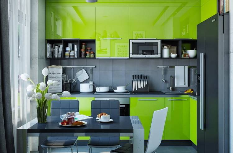Зеленая кухня дизай