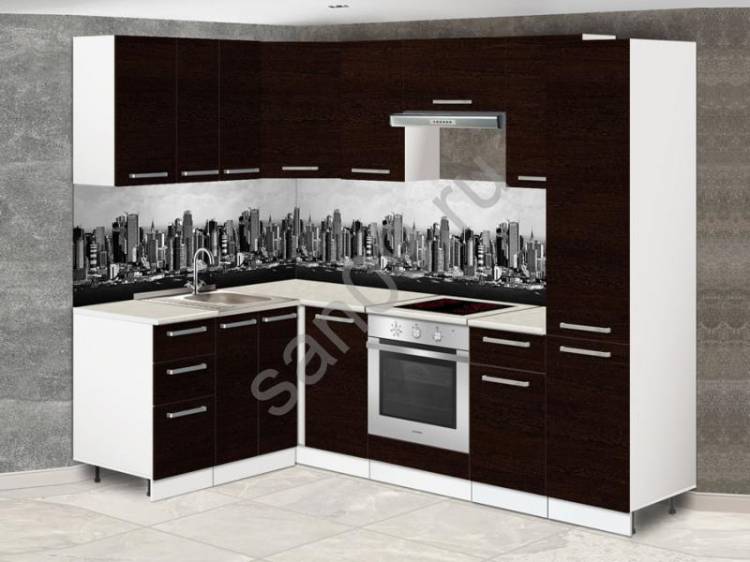 Кухонный гарнитур угловой «Стиль», цвет «Венге», столешница мрамор