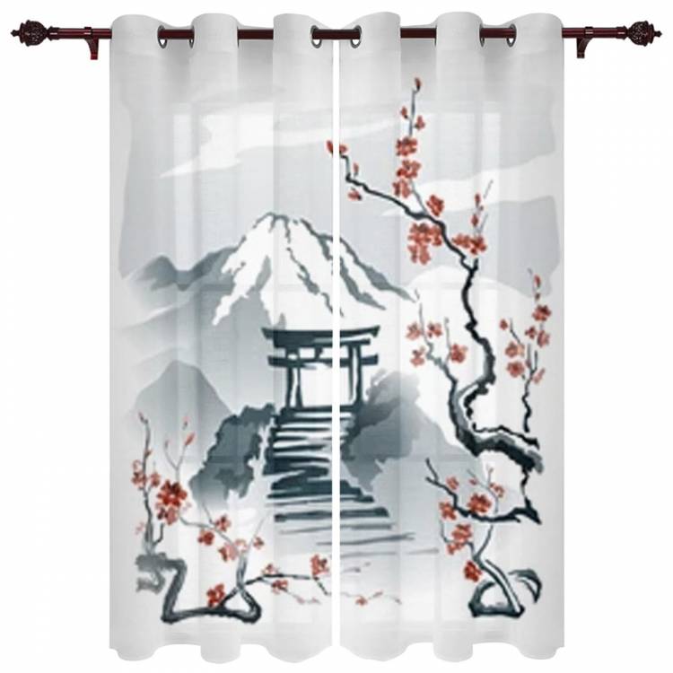 Шторы Sakura в традиционном японском стиле, роскошные занавески для гостиной, спальни, кухни, домашний декор