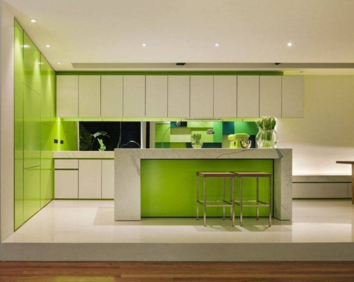 Салатовый цвет в интерьере кухни