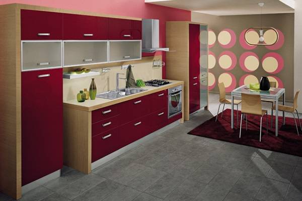 Сочетание цвета бордо в интерьере кухни