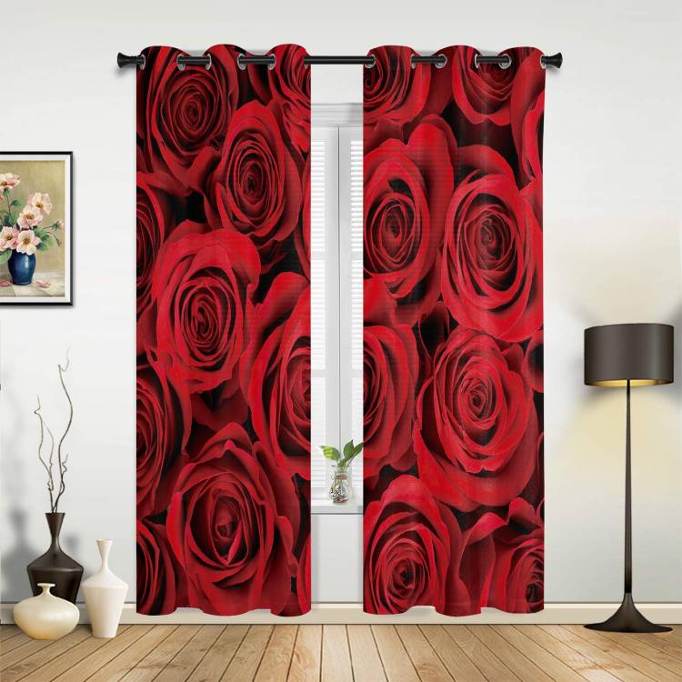 Шторы кухонные с красными розами, занавески на окна для гостиной, спальни, занавески для детской спальни