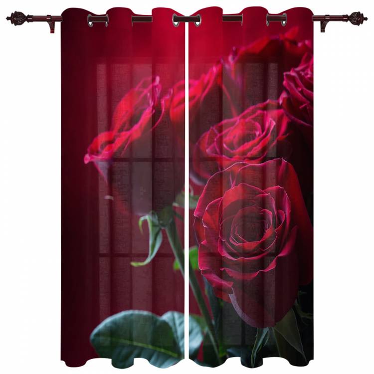 Занавески на окна в виде красной розы для гостиной, спальни, занавески, домашний декор, шторы кухонные занавески s