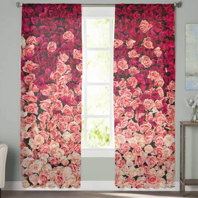 Розовые, красные, белые розы, прозрачные Занавески для гостиной, вуаль для окон, шторы для спальни, фотообои, кухонные шторы