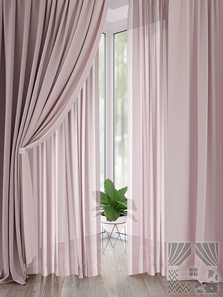 комплект штор «Лендрис (пыльная роза)» розовый, малиновый
