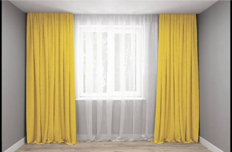 Желтые шторы в интерьер