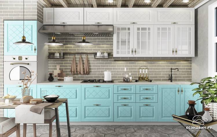 Кухня зелено голубая: 75+ идей стильного дизайна