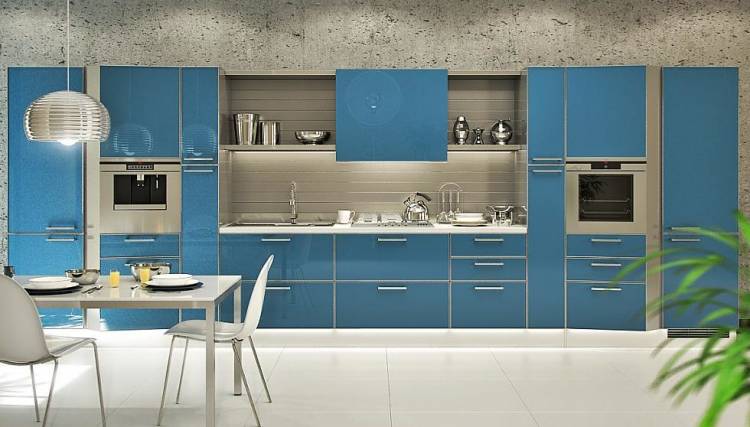 Дизайн кухни в голубых тонах
