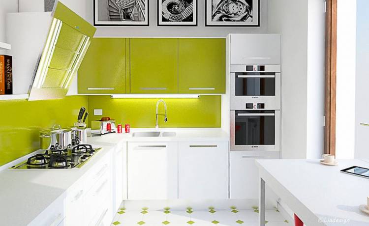 Зелено-белая кухня
