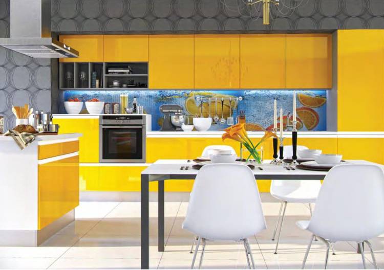 Желто голубая кухня