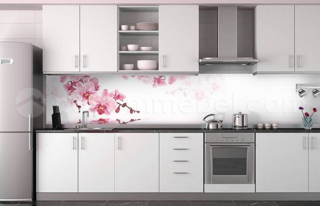 Кухонный фартук 'Орхидеи, отражение' KP