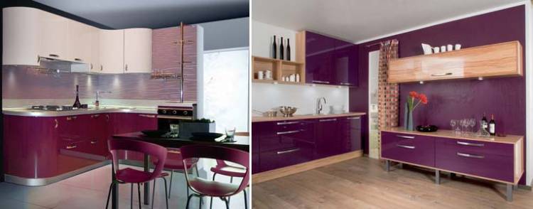 Кухня фиолетового цвета, интерьер, фото, сочетания