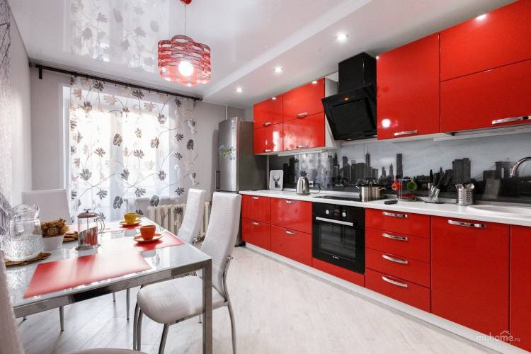 Дизайн кухни в красном цвет