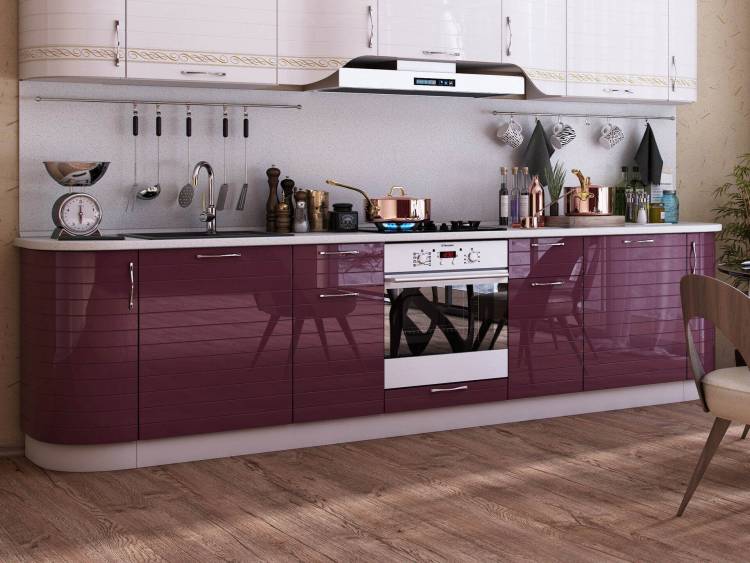 Кухонный гарнитур цвета баклажан в интерьер