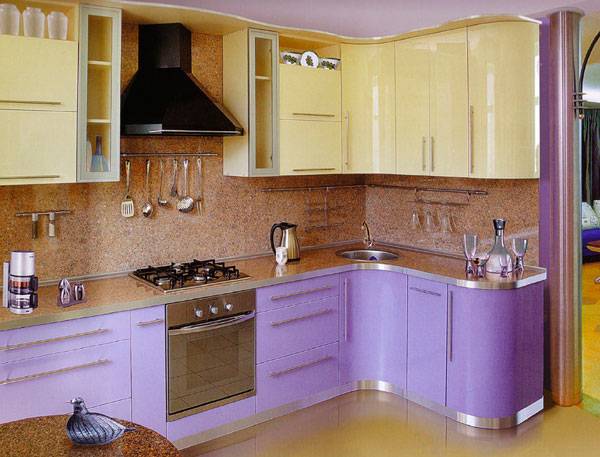 Кухня желто-фиолетовая