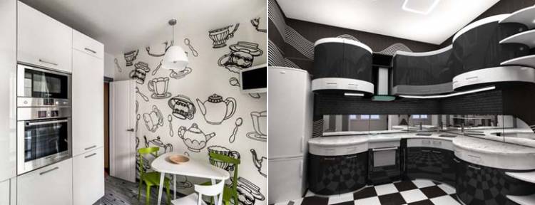 Чёрно-белая кухня, дизайн, фото, интерьер, идеи