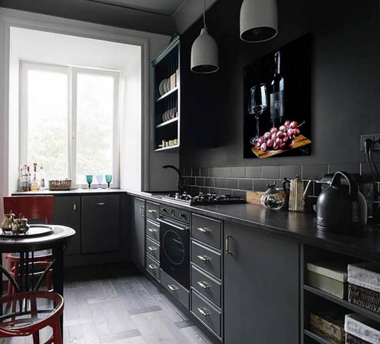 Дизайн кухни в темно серых тонах