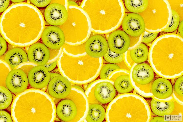 Фотообои Свежий фон для кухни из апельсинов и киви