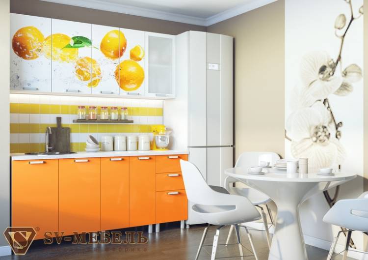 Кухня Апельсины с фотопечатью без гля