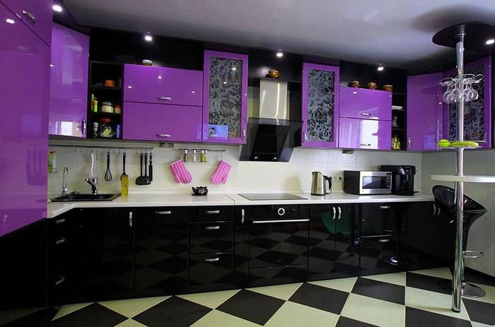 Дизайн черной кухни, черно белая кухня