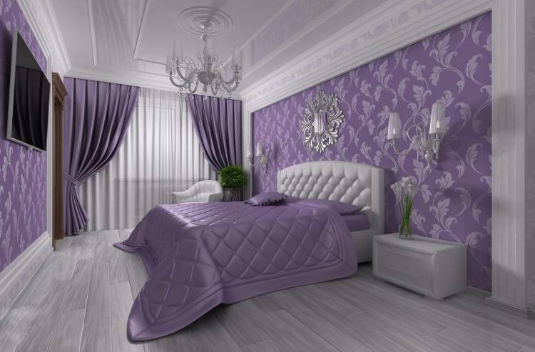 Оформляем супружескую спальню в лиловом цвет