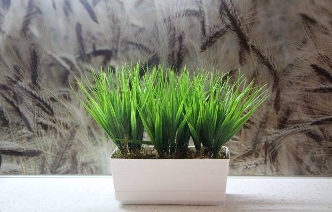 Искусственная трава в горшке, декоративная зеленая травка в горшках для интерьера квартиры и дом