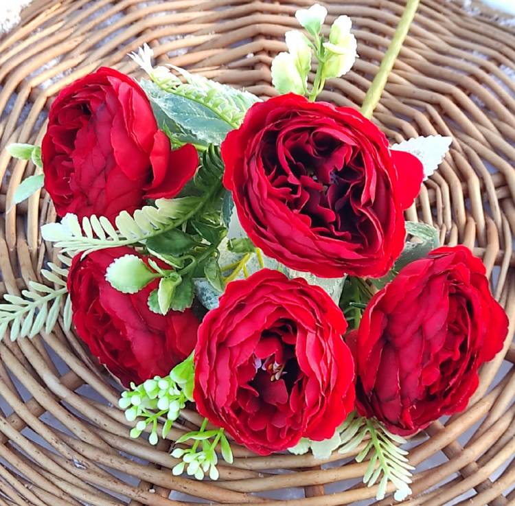 Искусственные цветы пионовидная роза красная