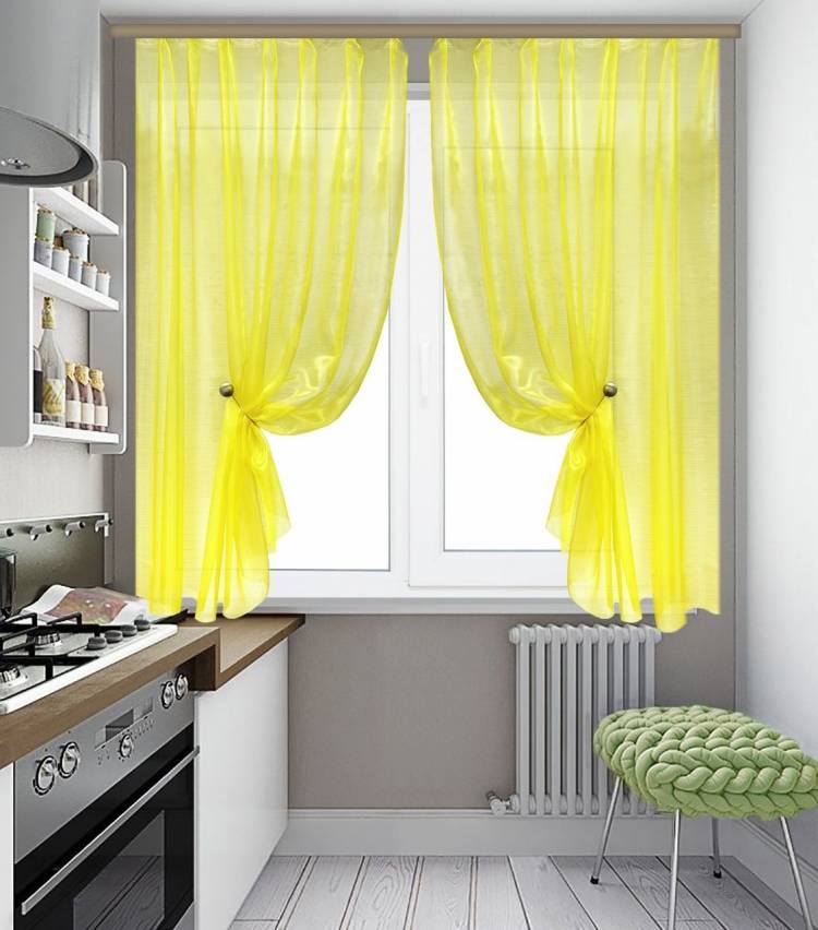 Лимонные шторы на кухню