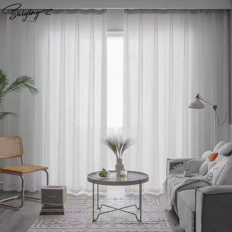Тюлевые шторы в белую полоску в японском стиле, вертикальные прозрачные Занавески для гостиной, спальни, кухни, оконные шторы из вуали, занавески
