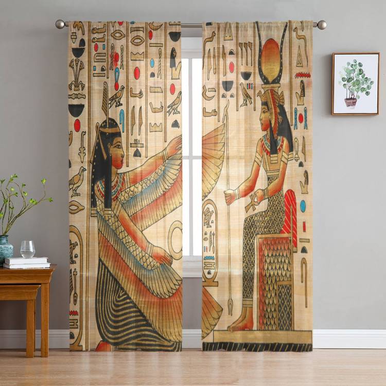 Тюль в стиле ретро с изображением Египта, пустынная стена, прозрачные оконные шторы для гостиной, кухни, детской спальни, вуаль, Висячие занавески
