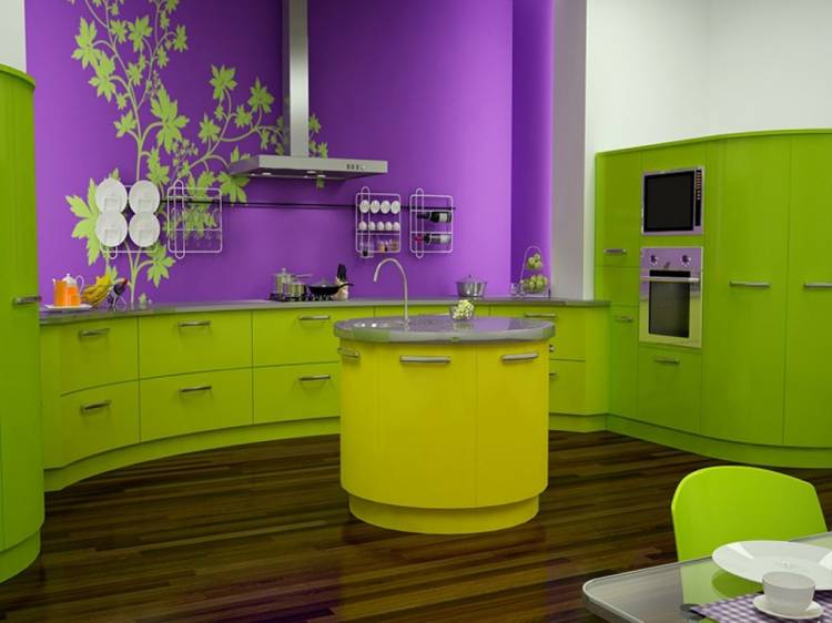 Кухня в зеленом цвет